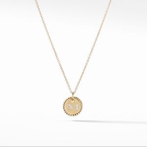COPY - David Yurman 18k yellow gold initial charm necklace with pavé diamonds